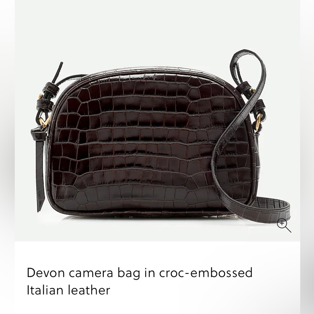 J. Crew Devon Camera Bag in Croc-Embossed Italian Leather
